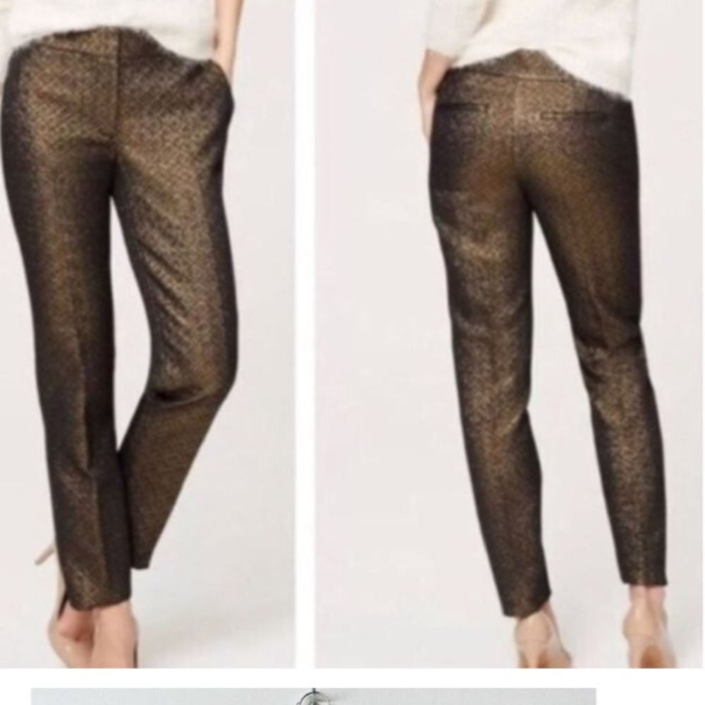 Loft Marisa Skinny ankle length pants brown bronze 2 petite - Picture 3 of 4